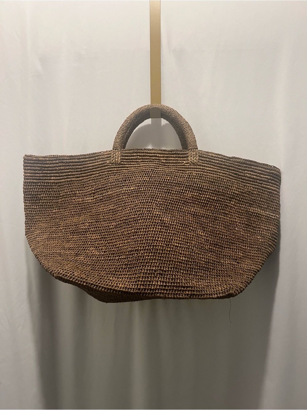 Ibeliv Woven Raffia Satchel Tote in Brown